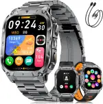 LIGE Militär Smartwatch Herren mit 1000mAh Akku/Telefonfunktion, 2.0" HD Touchscreen Fitnessuhr mit Herzfrequenz/Schlafmonitor/200+ Sportmodi, IP68 Wasserdicht Sportuhr für Android iOS, 3 Armbändern