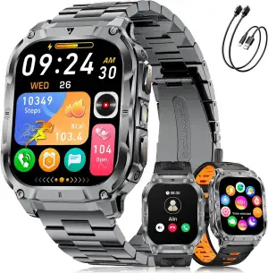 LIGE Militär Smartwatch Herren mit 1000mAh Akku/Telefonfunktion, 2.0" HD Touchsc