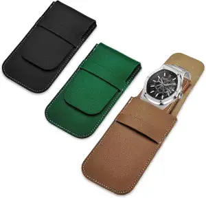 LELE LIFE 3 x Leder-Uhrenetui, Reiseetui mit Wildlederfutter und Ledereinsatz, e