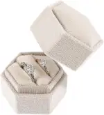 Ringbox Hochzeit aus Samt, 2 Slot Ringkästchen, Elegante Schmuckschatullen Mit Abnehmbarem Deckel...