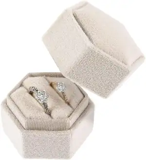 Ringbox Hochzeit aus Samt, 2 Slot Ringkästchen, Elegante Schmuckschatullen Mit A