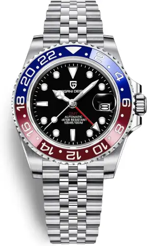 Pagani Design Herrenuhr Automatik Mechanische Uhr GMT Dual-Zeitzone Armbanduhren