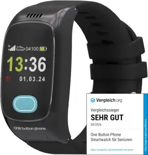 Modell 2024 - Notfall- & Sicherheitsuhr Senioren, Notrufknopf, SOS-Funktion, Stu