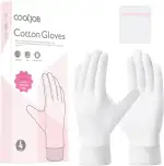 COOLJOB Baumwollhandschuhe, Weiße Stoff Handschuhe aus Baumwolle für trockene Hände & Neurodermitis, Feuchtigkeitsspendende Handschuhe, Waschbar - Gratis Waschbeutel (4 Paar, Größe XS)