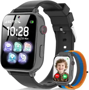 4G Smartwatch Kinder, Kinder Telefonuhr mit Videoanruf, Voice Chat, GPS, SOS, Sc