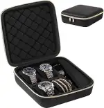 ProCase Uhrengehäuse Reise-Uhrenetui mit 4 Fächern, Tragbare Uhrenbox Aufbewahrungsbox für Uhren,...
