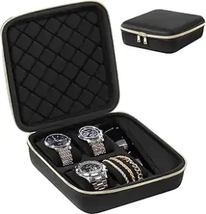 ProCase Uhrengehäuse Reise-Uhrenetui mit 4 Fächern, Tragbare Uhrenbox Aufbewahru