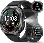 Smartwatch Herren, 1.48" AMOLED Smart Watch Herren mit Anrufe tätigen/Empfangen, 115+Sportmodi Fitnessuhr mit Herzfrequenz/Schrittzähler/Schlafmonitor, IP68 Wasserdicht Sportuhr, Geschenk für Ihn