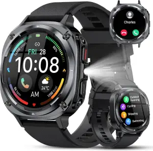 Smartwatch Herren, 1.48" AMOLED Smart Watch Herren mit Anrufe tätigen/Empfangen,