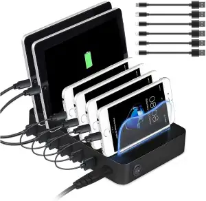 USB Ladestation Mit Kurzen Kabeln für Mehrere Geräte - 50W/10A 6 Ports Organizer