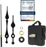 LUSEE Lautlos Quarz Uhrwerk für Wanduhr mit Uhrzeigerset, Ersatz Zubehör zum Basteln/Reparieren – Schaft:16mm, Gewindelänge:9mm, Passend für Uhrenplatten Dicke 4-6mm (Bitte vor Kauf messen!)