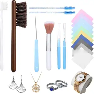 Schmuck-Reinigungsbürsten-Set, sanfte Fugendüse für Ohrringe, kleines Loch, tragbar, für Sterlingsilber, Gold, Uhrenarmbänder, Ringe, Halsketten, Ohrringe