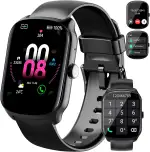 Qecnato Smartwatch Herren Damen, 1,95" HD Gebogener Bildschirm Smart Watch, mit Bluetooth Anrufe, Pulsmesser Schlafmonitor, 112+, IP68 Wasserdicht Schrittzähler Sportuhr für Android iOS