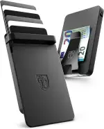 TRAVANDO SLYDE Aluminium Kartenetui mit RFID Schutz - Kartenhalter mit Geldklammer für 7 Karten - Kreditkartenetui Portmonee Herren Slim Wallet (5-6 Karten)