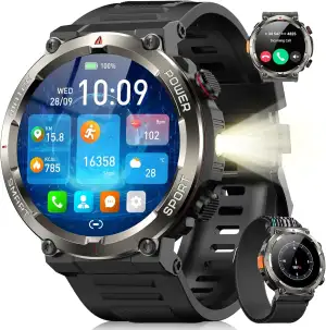 Blackview Smartwatch Herren, Beleuchtung, Kompass, IP68 Wasserdicht, 100 Tage Ak