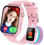 4G Smartwatch Kinder, Kinder Telefonuhr mit GPS, Videoanruf WiFi SOS Voice Chat Schulmodus Spiele Wecker Schrittzähler Unmute, Uhr Kinderuhr Jungen Mädchen für Android iOS Geschenke 4-12 Jahren, Rose