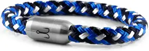 Fischers Fritze Armband Segeltau Makrele marineblau stahlblau weiß - Handgemacht