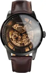 FORSINING Automatik Uhr Herren, Herrenuhr Automatik, Skelett Zifferblatt und Lederband Doppelseite Hollow Out Watch for Men