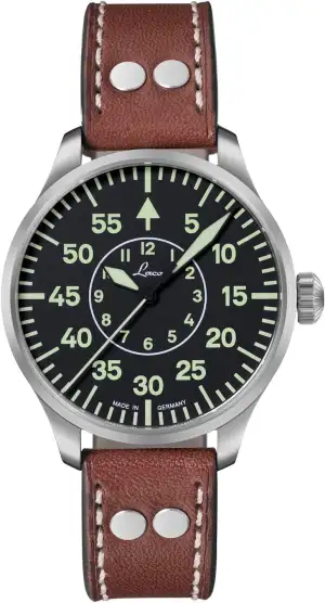 Laco Fliegeruhr, Automatikuhr, Edelstahlgehäuse, Saphirglas, 5 bar, Made in Germ
