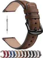 Fullmosa 22mm Uhrenarmband mit Schnellverschluss Kompatibel mit Samsung Gear S3 Classic/Frontier/Galaxy 46mm, Garmin Venu 3/2/Vivoactive 4,Dunkelbraun+Rauchgraue Hardware