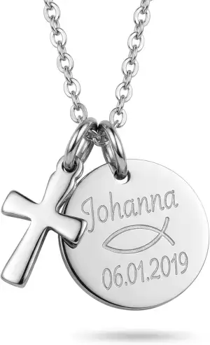 Kamiko Tauf und Kommunionkette für Kinder mit Gravur, personalisierter Anhänger,
