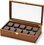 Oirlv Massivholz Uhrenbox Watch Box Organizer mit Deckel 10 Uhrenaufbewahrung Uhrenkoffer mit Herausnehmbaren Uhrenkissen(Dunkelgrau)