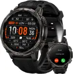 KOSPET TANK T4C Smartwatch Herren mit LED, 1,5" AMOLED, Dualband-GPS & Kompass, Ultra-lange Akkulaufzeit, 24/7 Herzfrequenz- & Schlaftracking, 50M wasserdicht, Bluetooth-Anrufe, Android & iOS(Schwarz)