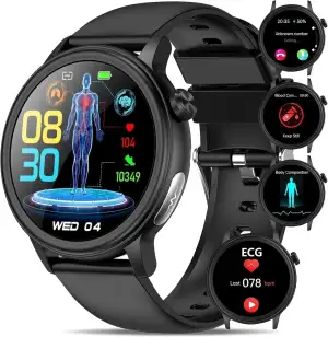 2026 NUE Smartwatch mit EKG/ΒΙυtｚυcker/ΒΙutdrυck/HRV,1.39" rund Gesundheitsuhr m