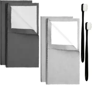 6-teiliges Schmuckreinigungsset, bestehend aus 2 Schmucktüchern und 2 ultraweich