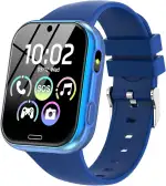 Smartwatch Kinder - Smart Watch Telefon für Kinderuhr Mädchen Jungen mit Spiele Anruffunktion SOS Kamera Musik Schrittzähler Taschenlampe Wecker, Kids Telefonieren Geschenk für 4-10 Jahre (Dunkelblau)