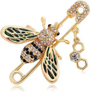 1 Stück Biene Brosche Damen Gold, Kristall Emaille Insekt Anstecknadel mit Waben