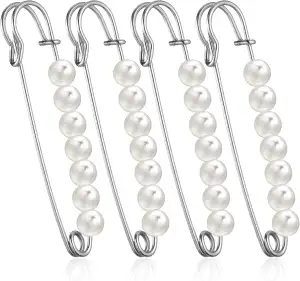 4 Stück Brosche Ausschnitt Verkleinern Perlenbroschennadeln Für Damen, Strass Si