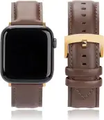 Leder Uhrenarmbänder Kompatibel mit Apple Watch Armband 49mm 46mm 45mm 44mm 42mm 41mm 40mm 38mm, Eleganten Echte Leder Ersatz Armband für iWatch 11 10 9 8 7 6 5 4 3 2 1 Ultra3 2 1 SE3 2 1