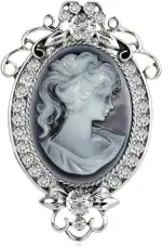 Antike Damenbrosche, Vintage-Brosche Im Viktorianischen Stil Mit Kamee-Motiv, Elegantes SchmuckstüCk Mit Strasssteinen FüR Damen, Geschenk Zum Muttertag, Geburtstag Oder Feiertag (2,6 Zoll)