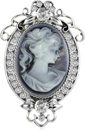 Antike Damenbrosche, Vintage-Brosche Im Viktorianischen Stil Mit Kamee-Motiv, Elegantes SchmuckstüCk Mit Strasssteinen FüR Damen, Geschenk Zum Muttertag, Geburtstag Oder Feiertag (2,6 Zoll)
