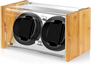 Watch Winder Smith Uhrenbeweger für 2 Uhren – Automatischer Uhrendreher mit 12-Uhr-Positionsstopp, 4 Laufmodi, leisem Japan-Motor & wahlweiser AC-/DC-Stromversorgung – für große Herren-Automatikuhren