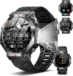 GPS Smartwatch Herren, 2026 Militär Smartwatch Sportuhr, 1.39'' Fitnessuhr Smart