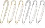 6 Stück Broschen Anstecknadeln Damen,Perlen Brosche für Kleidung Vintage Sicherheitsnadeln mit St...