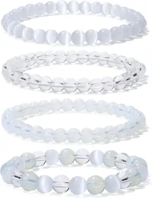 4 Stück Edelstein Armband Damen 6/8mm Perlenarmband Damen Edelsteine Heilsteine 