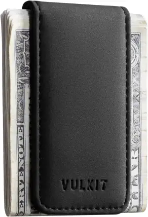 VULKIT Schlanke Magnetische Geldklammer aus Leder für Kreditkarten und Visitenka