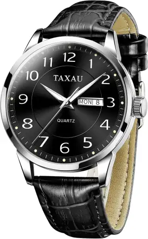 Taxau Herren Armbanduhr Leder Herrenuhr Lederarmband Uhren Herren Großes Zifferb