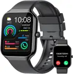 Smartwatch Herren Damen, Fitnessuhr Herzfrequenz Schlafmonitor Schrittzähler Uhr, 1.96" Smart Watch Bluetooth Anrufe, 113+Sportmodi Sportuhr, IP68 Wasserdicht Fitness Tracker für iOS Android Schwarz
