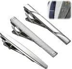 3 Pcs Krawattenklammer Für Herren - Silberfarbene Metall-Krawattennadeln Für Herren, Zeitloses Modeaccessoire Für Krawatten, Hochzeiten, Business-Anlässe, Geburtstage Und Den Alltag