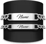 Meinearmbänder Partnerarmband aus Edelstahl mit Namensgravur | Verstellbares Armband für Sie & Ihn in Schwarz, Silber oder Gold | Handgefertigtes Freundschaftsarmband