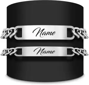 Meinearmbänder Partnerarmband aus Edelstahl mit Namensgravur | Verstellbares Arm