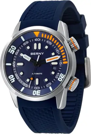 BERNY Herrenuhr Taucheruhr 20ATM Automatik Armbanduhr Saphirglas Komfortables Silikonarmband Super Leuchtend Herrenuhren