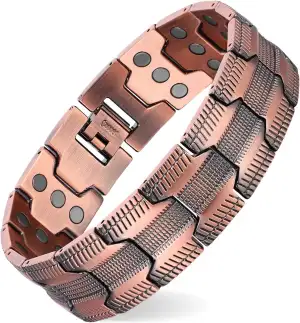 MagEnergy kupferarmband herren – Drei Ultra-Starke Magnete, Männliches Design Reines Kupfer-Magnetarmband, Einstellbare Länge mit Größenanpassungswerkzeug