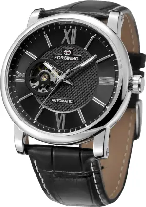 Herren-Armbanduhr, automatisch, Skelett-Uhren, selbstaufziehend, mechanisch, römische Ziffern, PU-Lederband, wasserdicht, leuchtende Armbanduhren