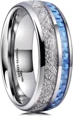 King Will METEOR 6mm/8mm Silberner Meteorit Wolframkarbid Ehering für Männer - Gewölbter Ehering ...
