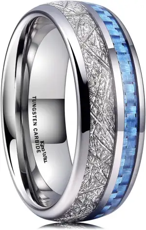 King Will METEOR 6mm/8mm Silberner Meteorit Wolframkarbid Ehering für Männer - G
